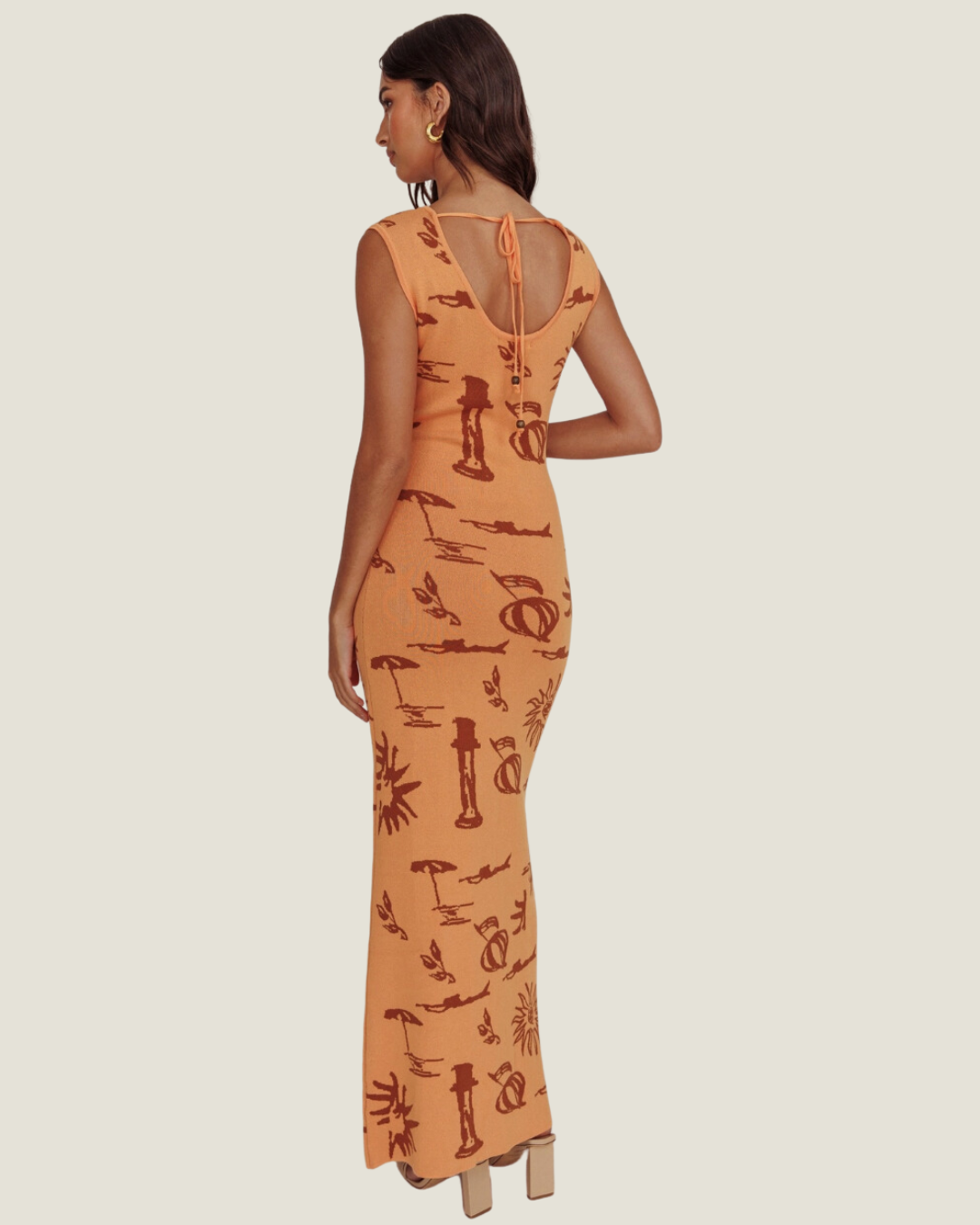 The St. Barth's: Knit Print Open Back Maxi Dress