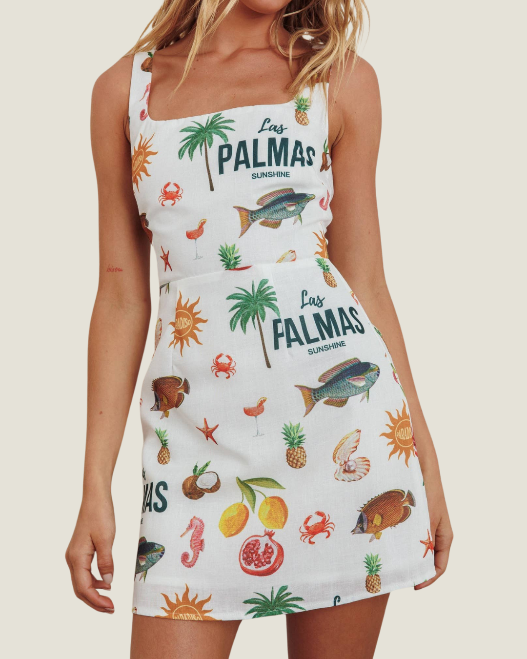 Las Palmas: Sleeveless Print Mini Dress