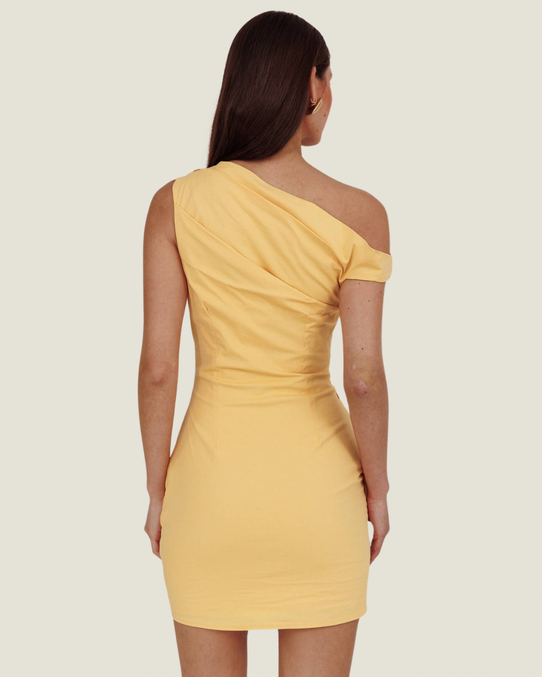 The Paloma: Yellow One Shoulder Mini Dress