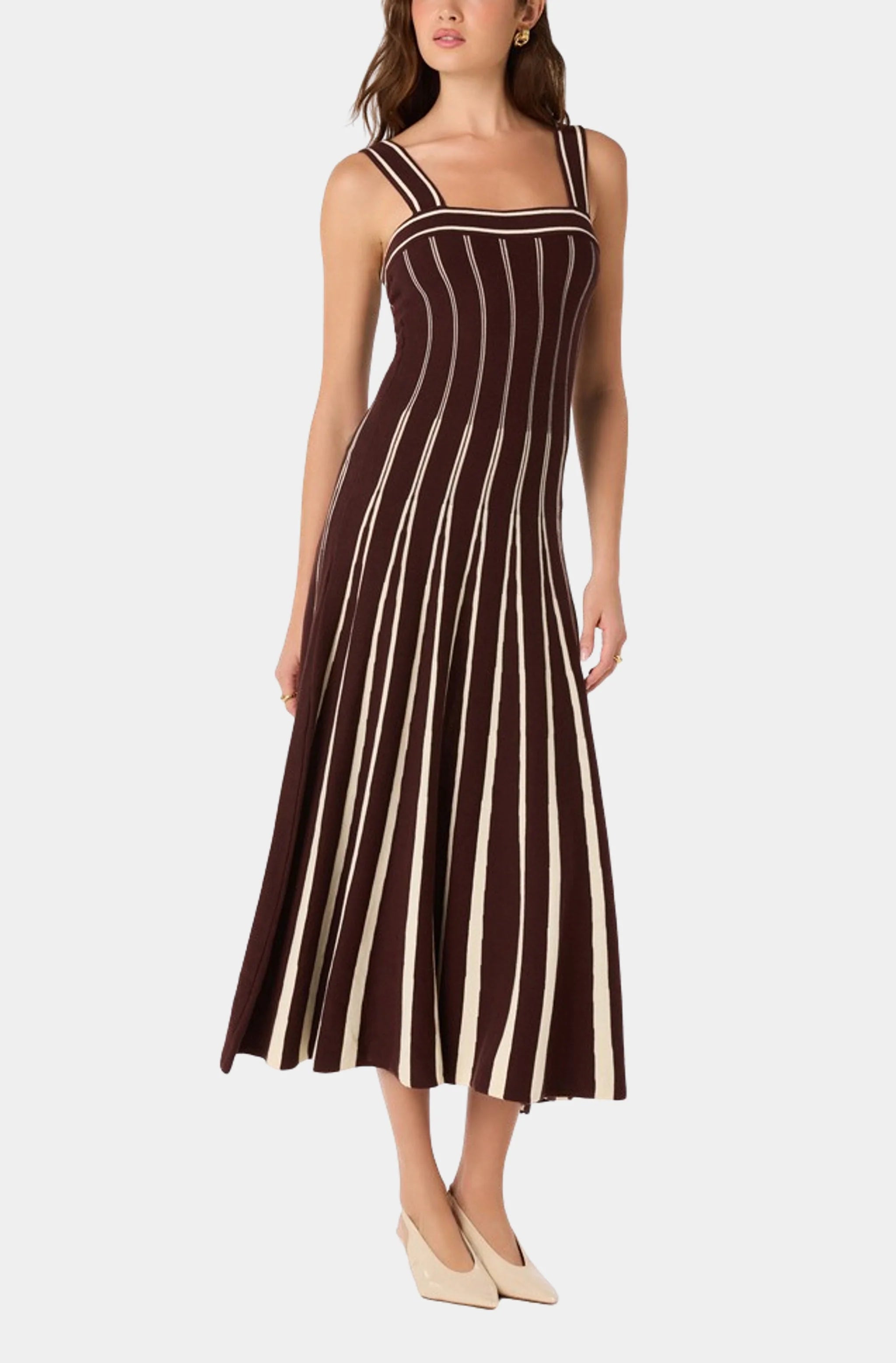 Marlen Striped Knit Midi Dress