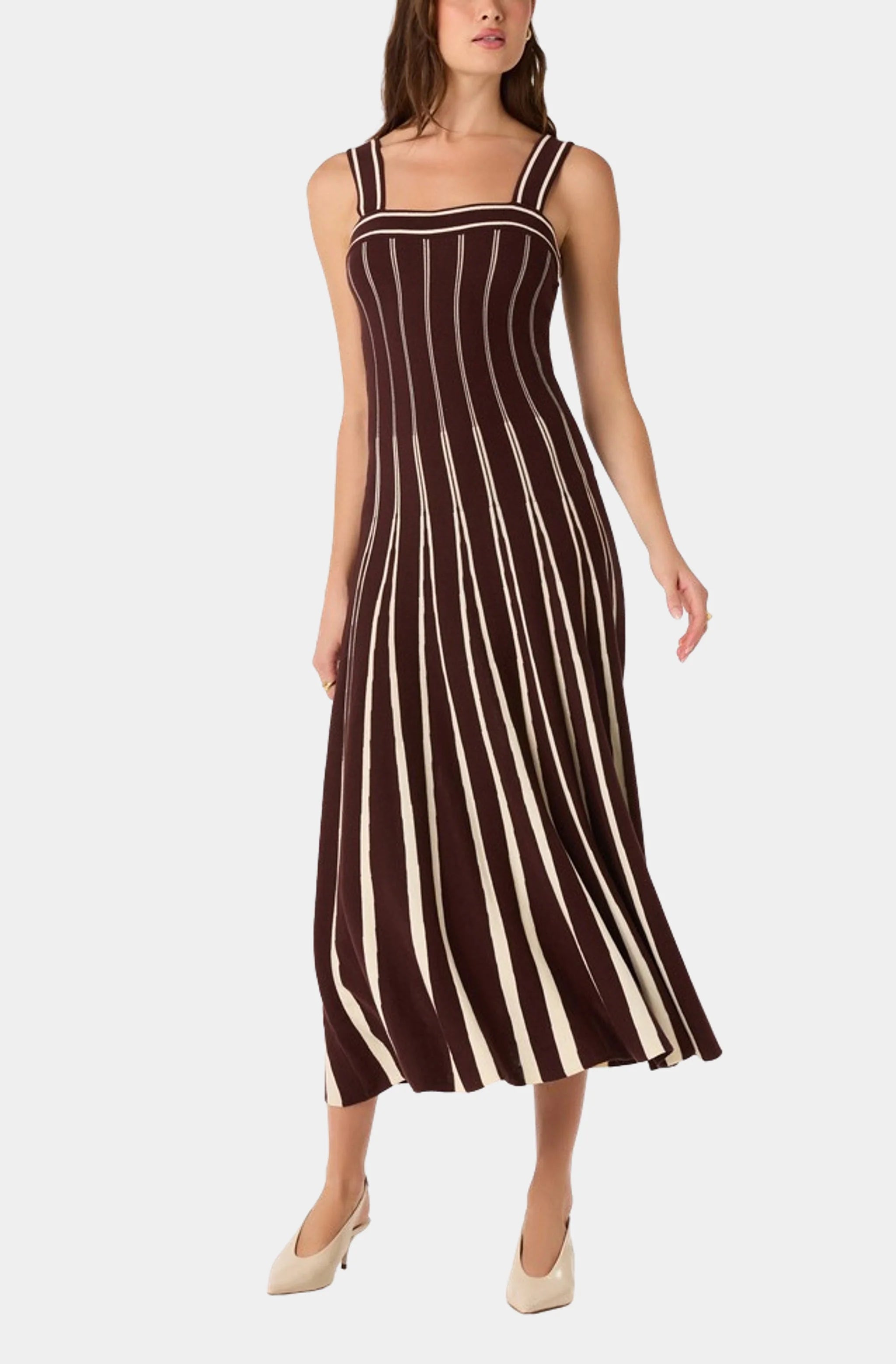 Marlen Striped Knit Midi Dress