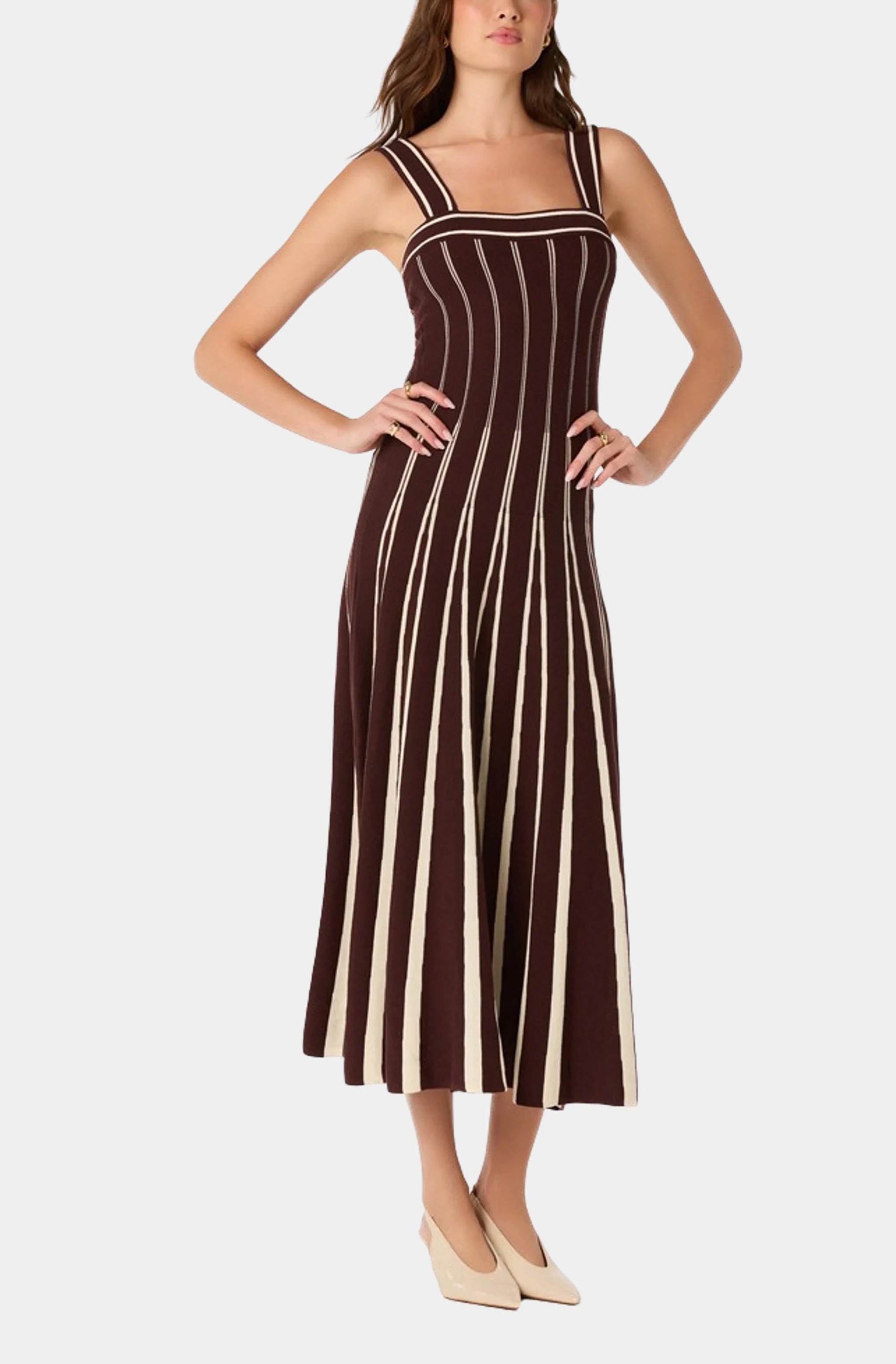 Marlen Striped Knit Midi Dress