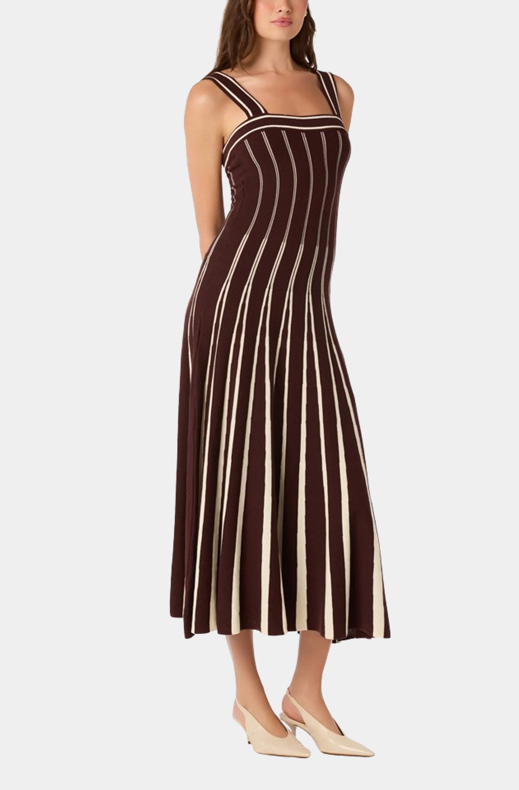 Marlen Striped Knit Midi Dress