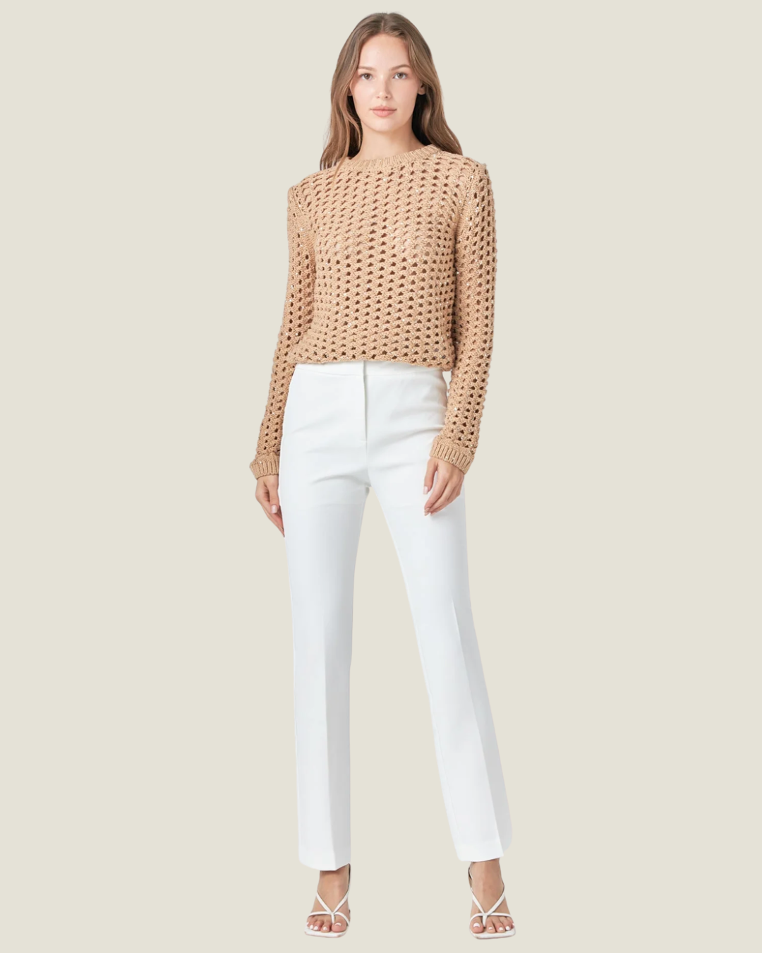 The Molly Sequins Knit in beige is your perfect sweater for that elevated everyday style this fall!