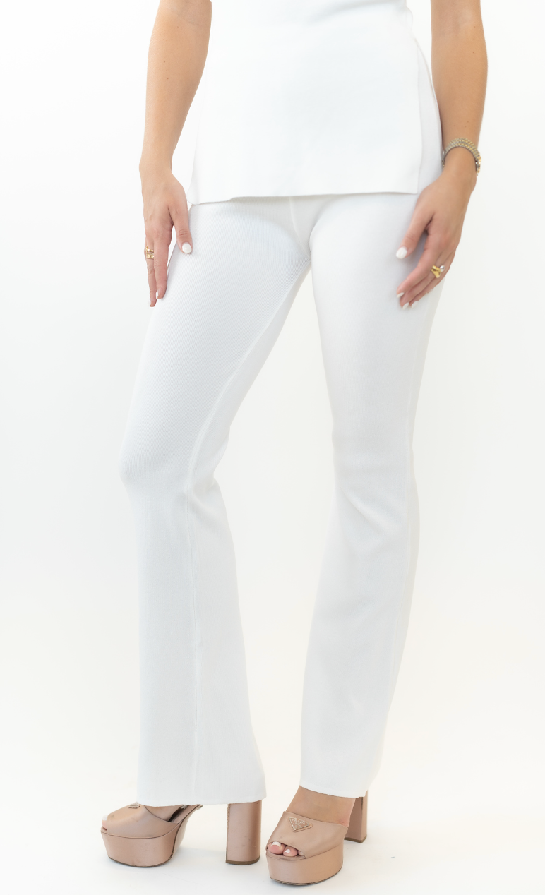 The Ally: Cream Knit Wide Leg Pants