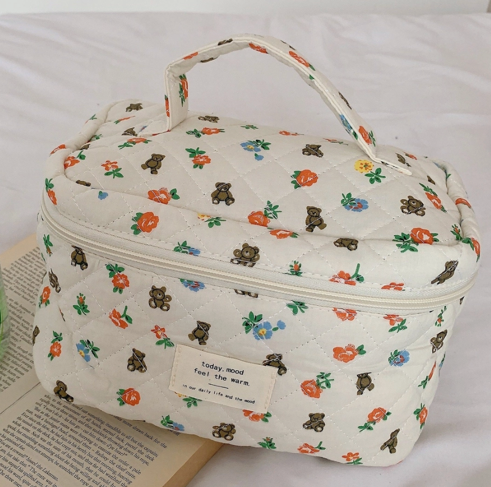Floral & Bear Cosmetic Bag