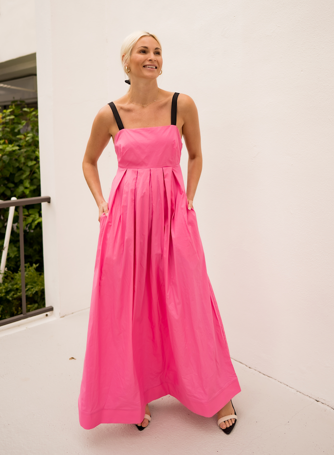 The Sharpay: Pink Pleated Maxi Dress