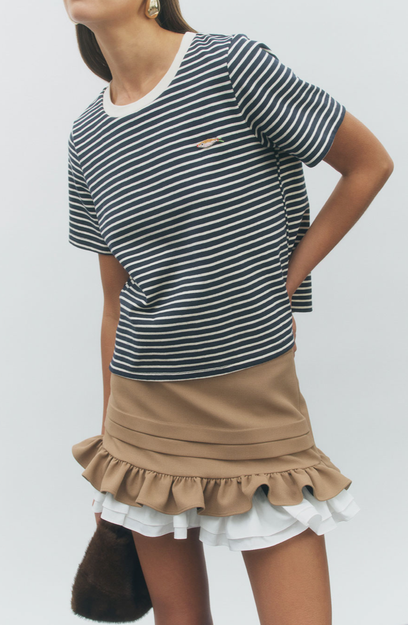 Bruce Embroidered Fish Stripe Tee