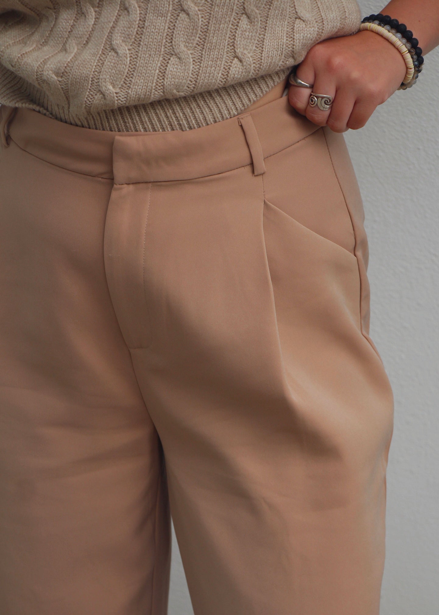 The CEO: Khaki High Waisted Suit Trousers