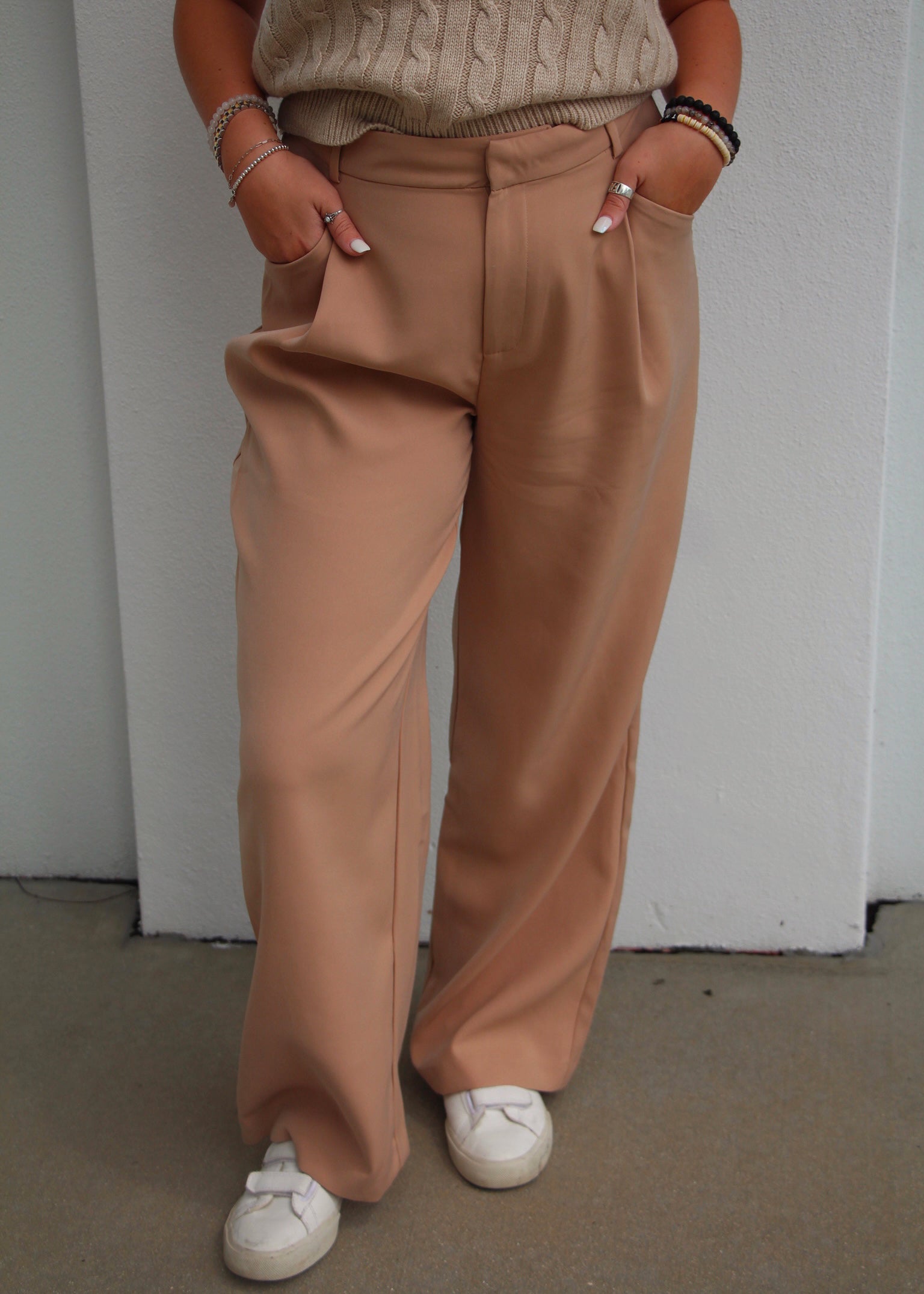 The CEO: Khaki High Waisted Suit Trousers