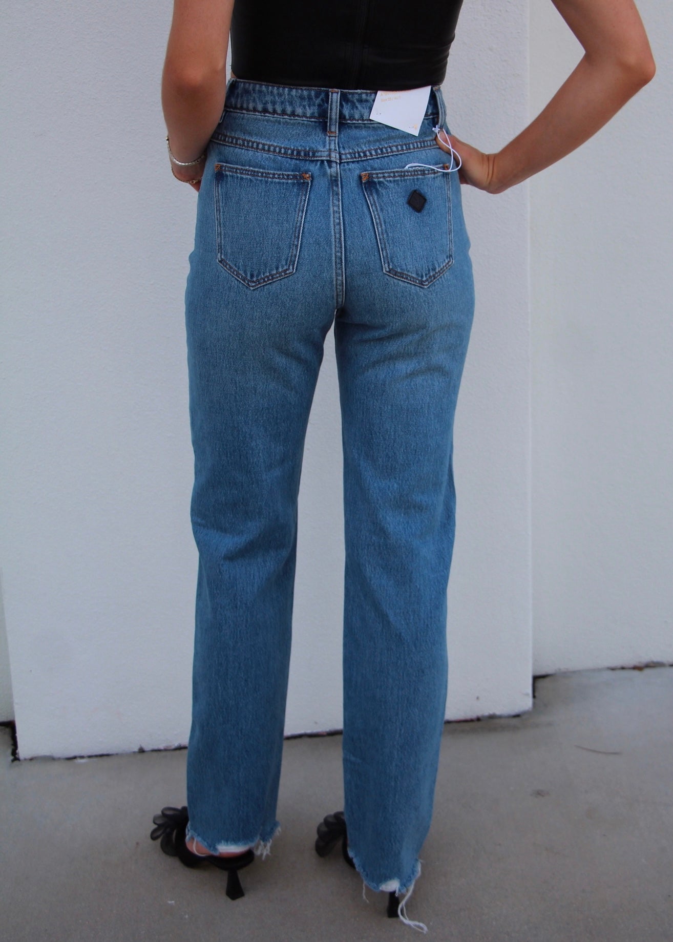 The HB: High Rise Light Wash Straight Jeans