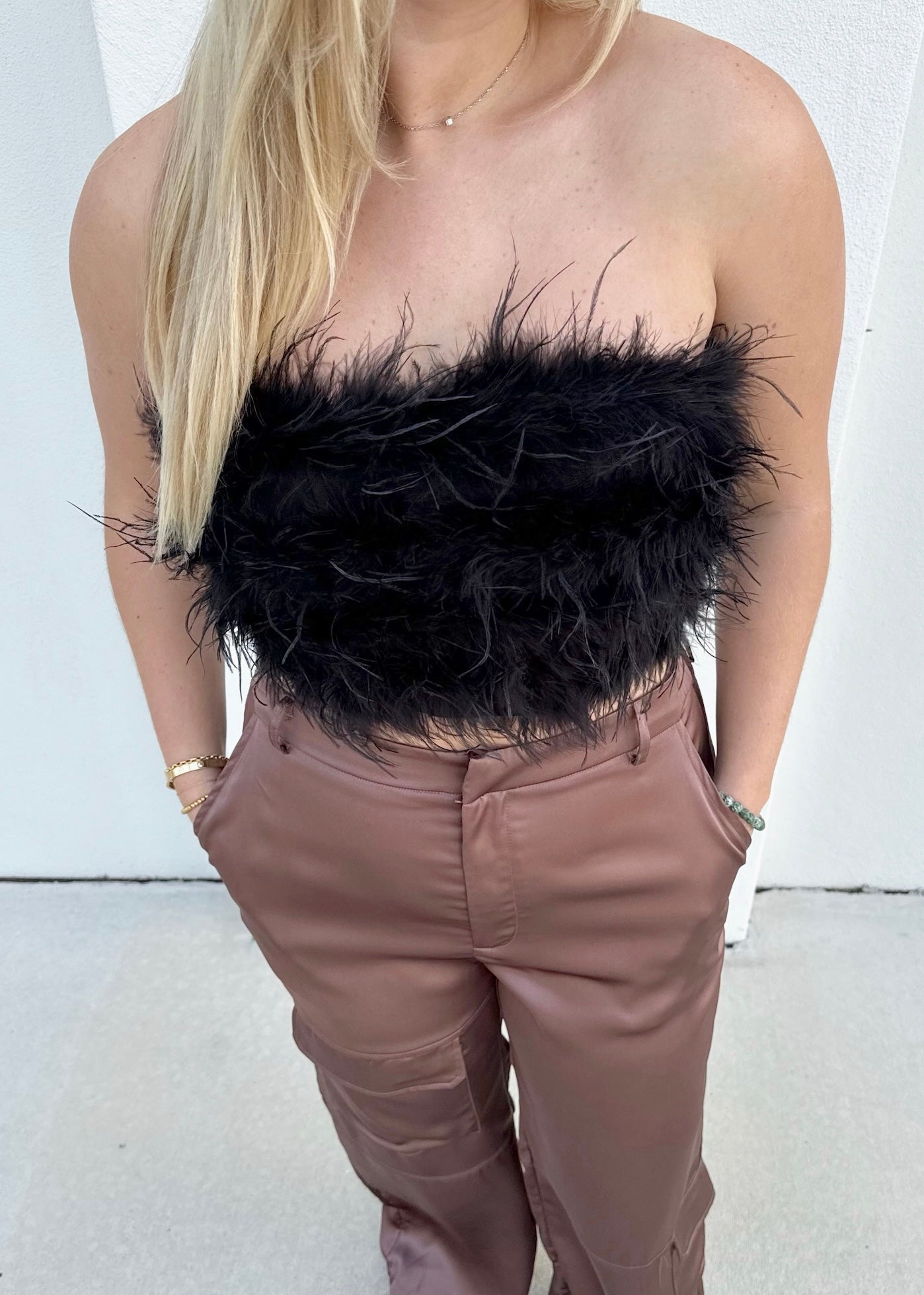 Fancy in Feathers: Strapless Feather Top