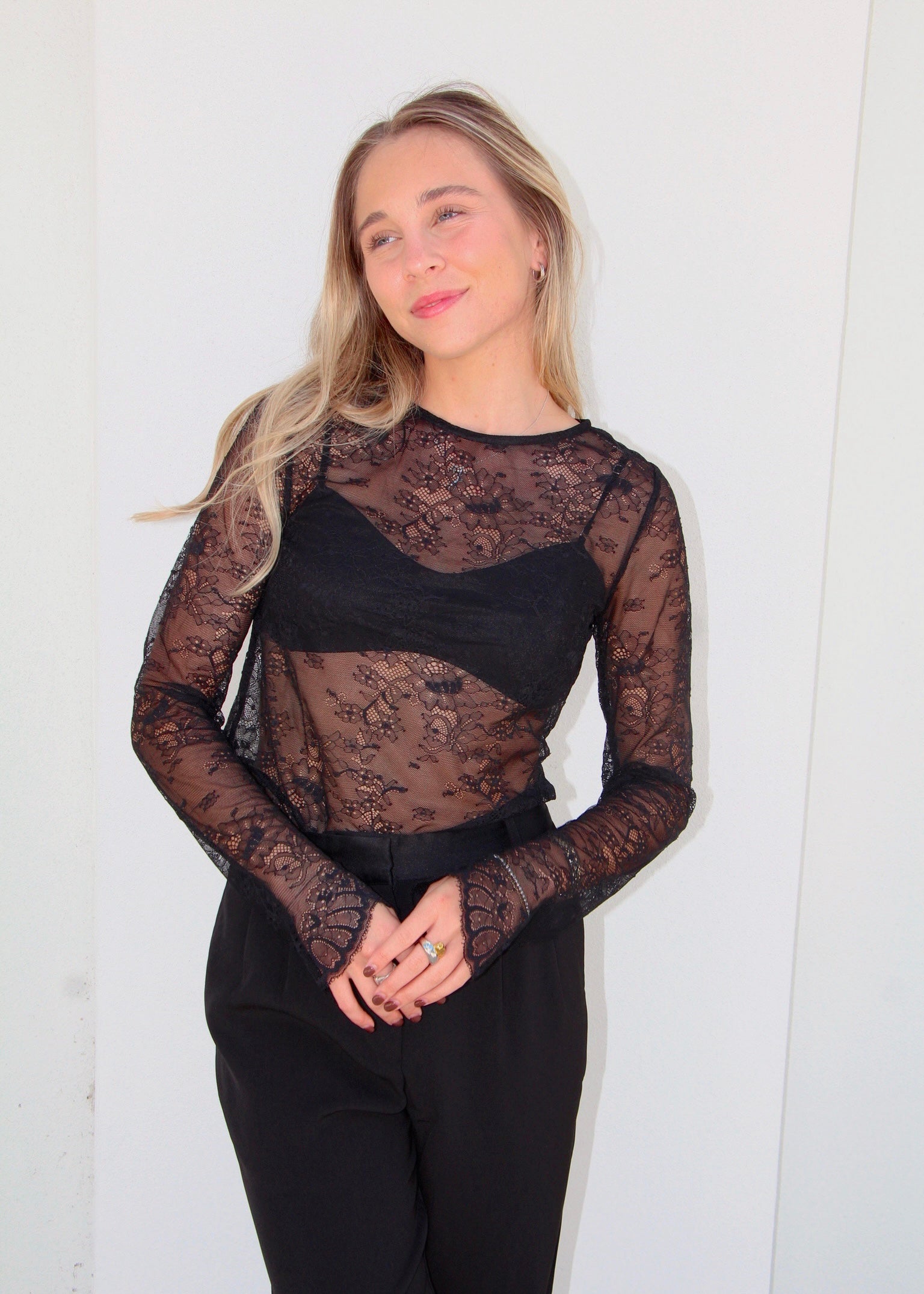 NYC Streets: Black Lace Top With Bralette