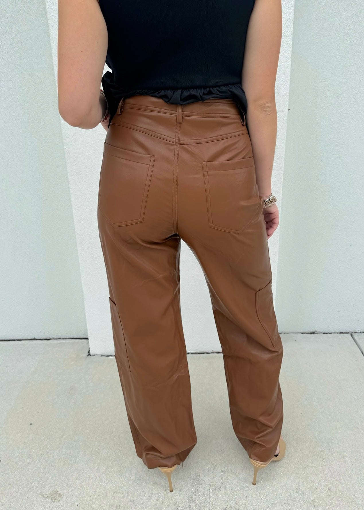 Brittany B*tch: Camel Faux Leather Cargo Pants