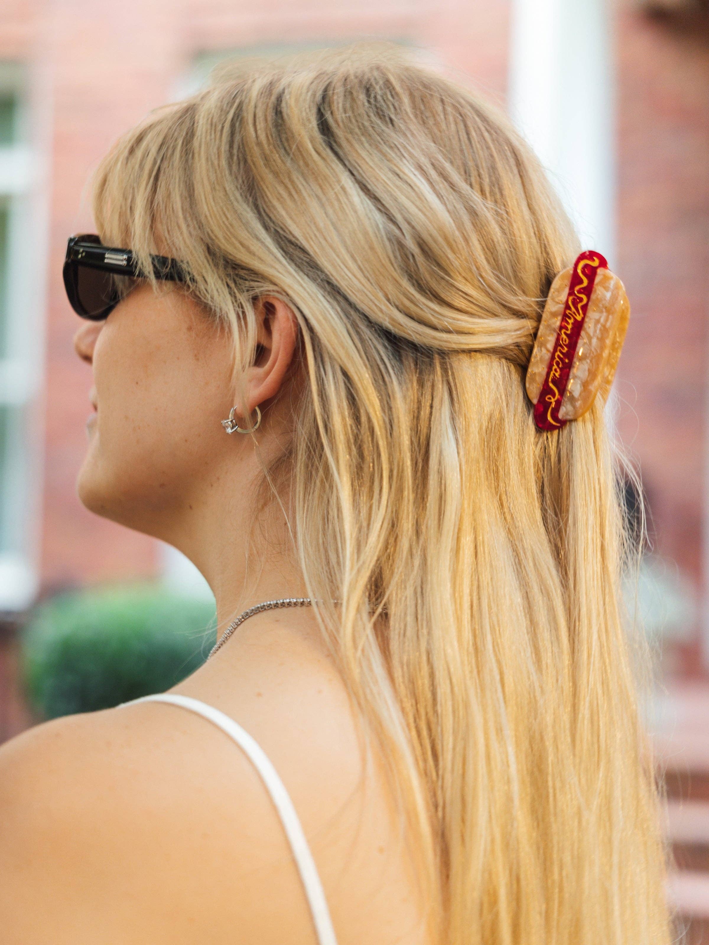 Hand-Painted America Hotdog Claw Clip