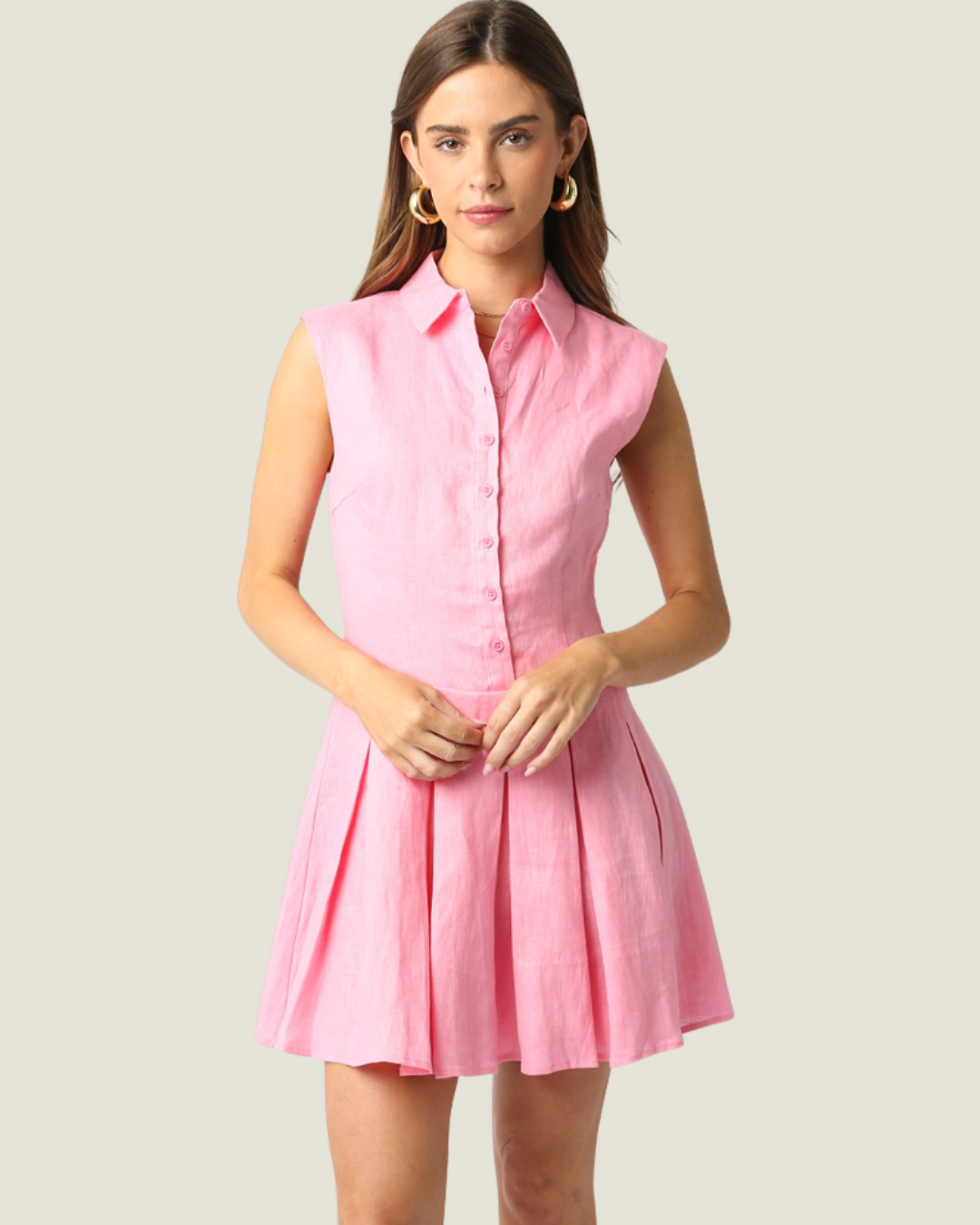 The Charlotte: Pleated Linen Dress