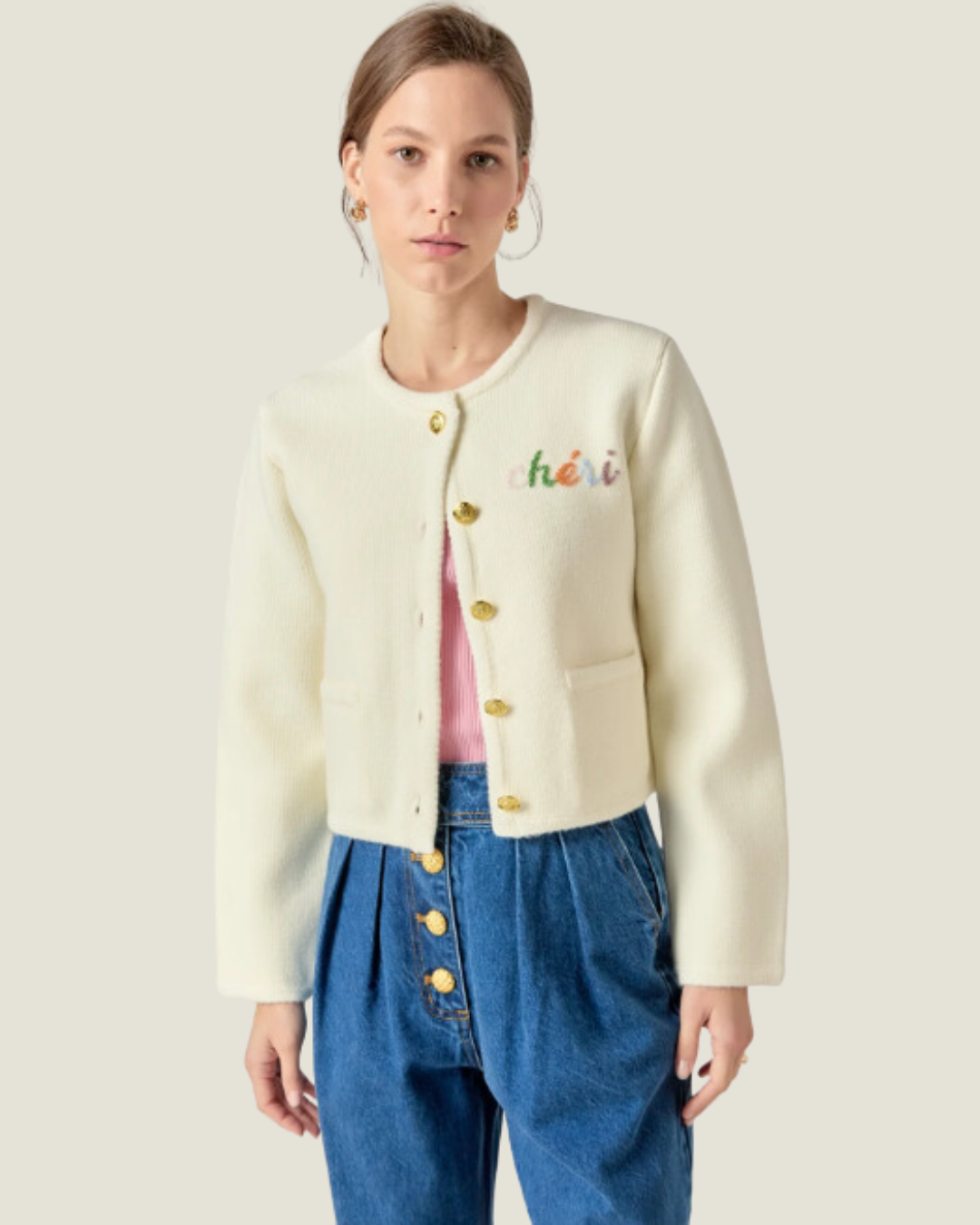 The Amélie: Embroidered Button-Up Cardigan