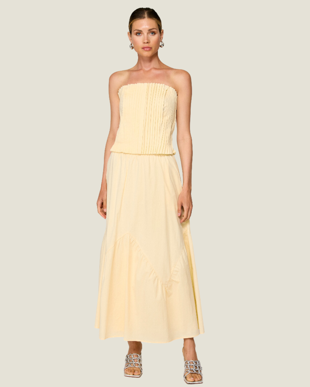 The Merritt: Light Yellow High Rise Maxi Skirt