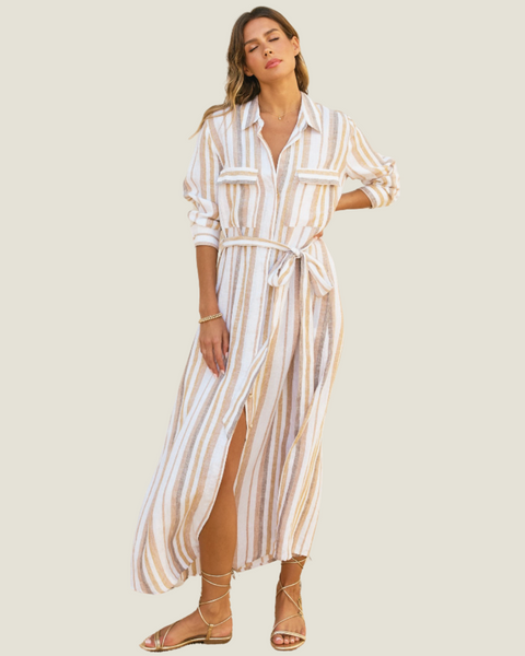 The Portofino: Linen Shirt Dress M