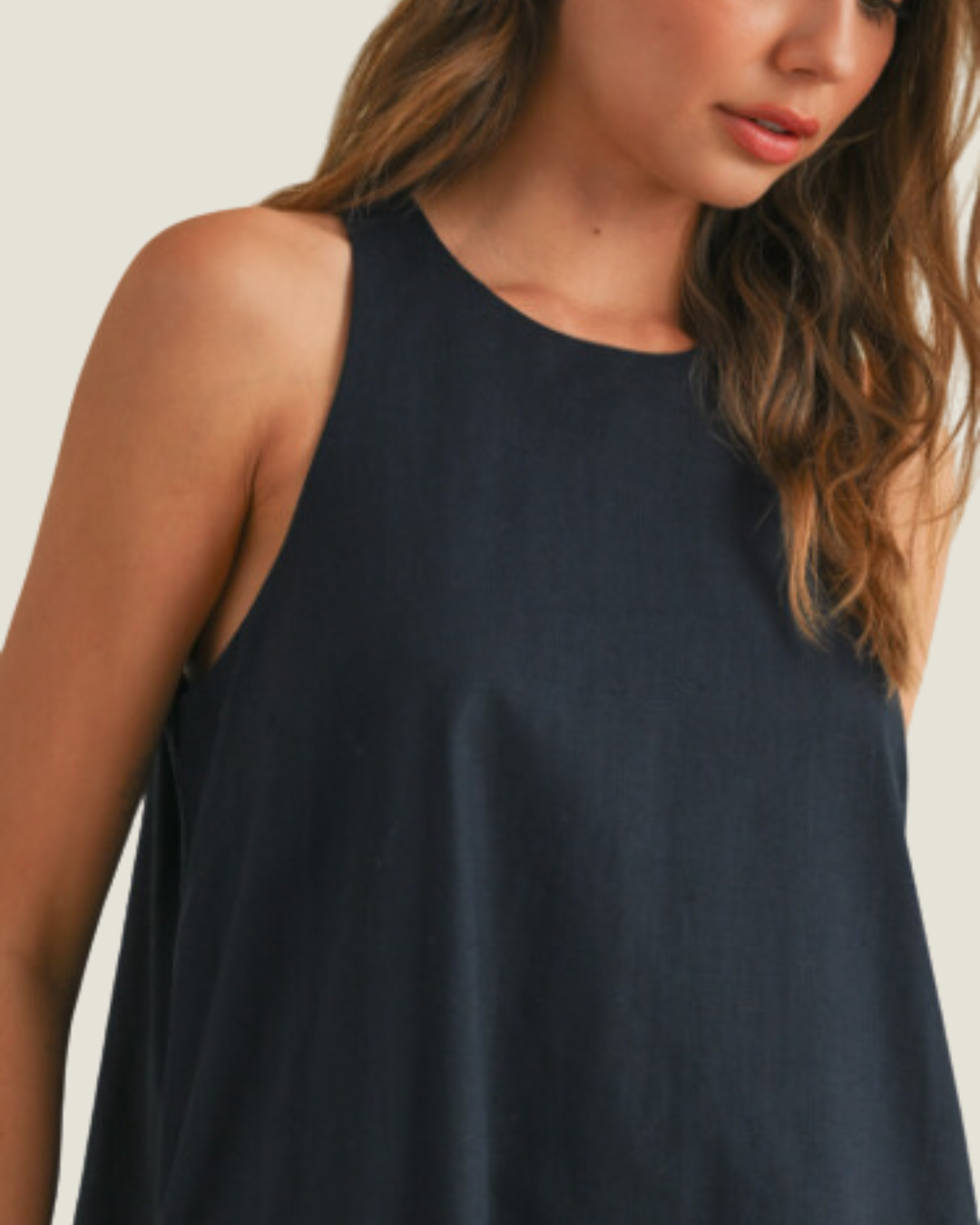 Navy Sleeveless A Line Mini Dress with Pockets