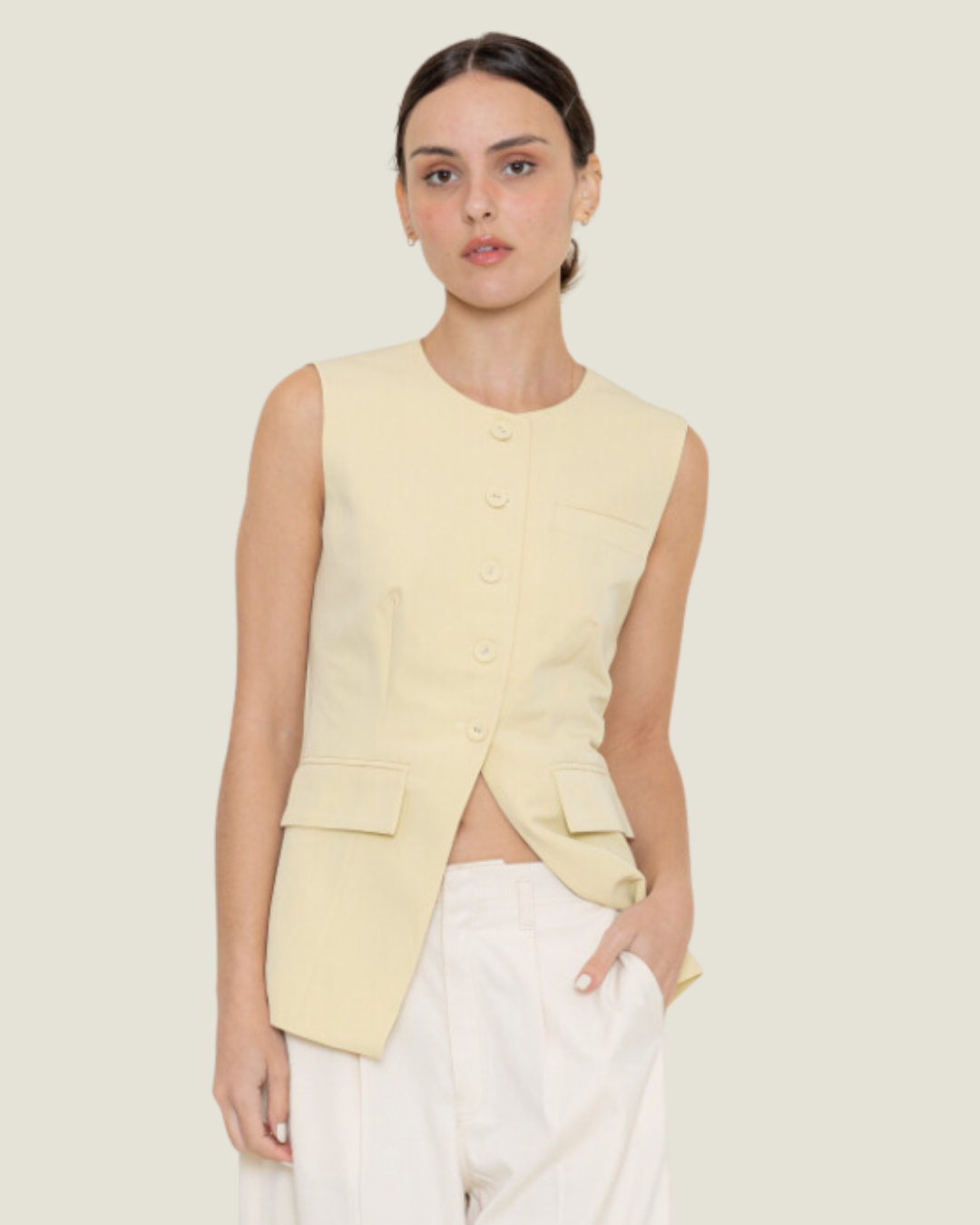 The Andi: Sleeveless Button Vest