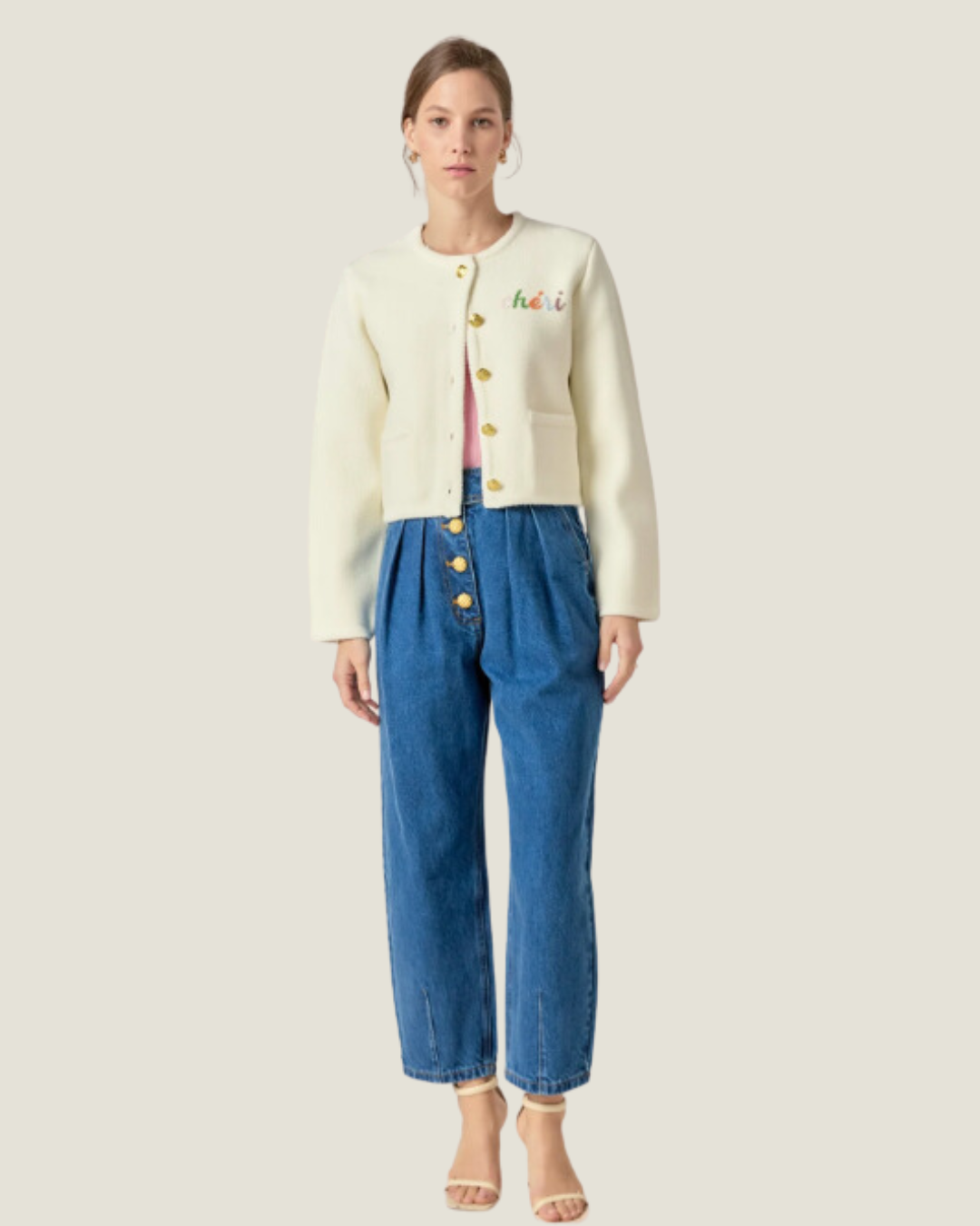 The Amélie: Embroidered Button-Up Cardigan