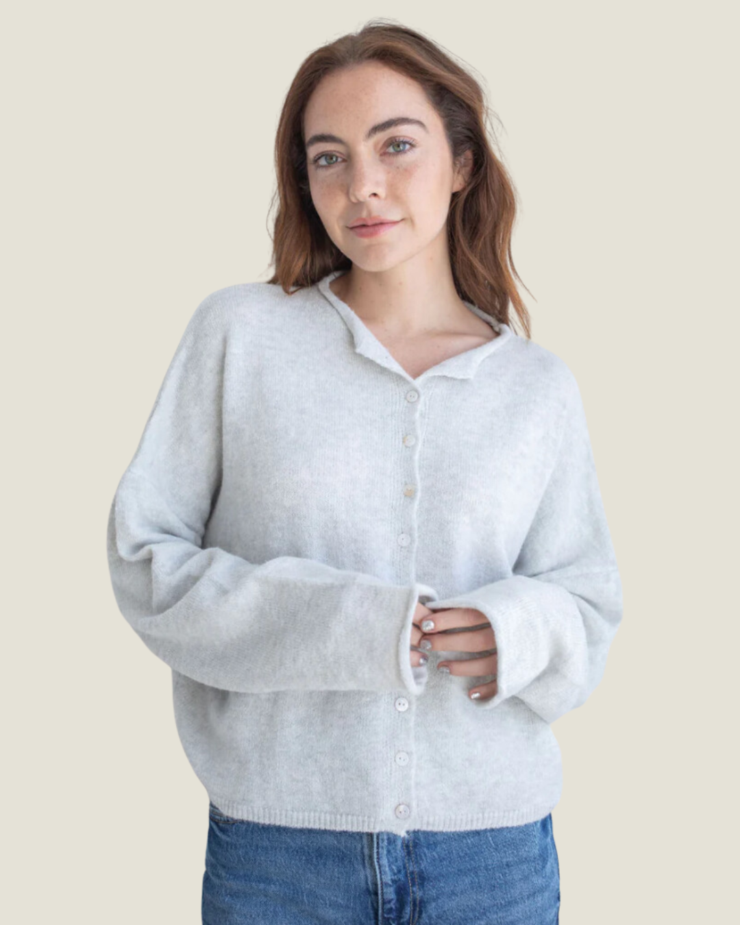 The Joyce: Light Grey Cardigan