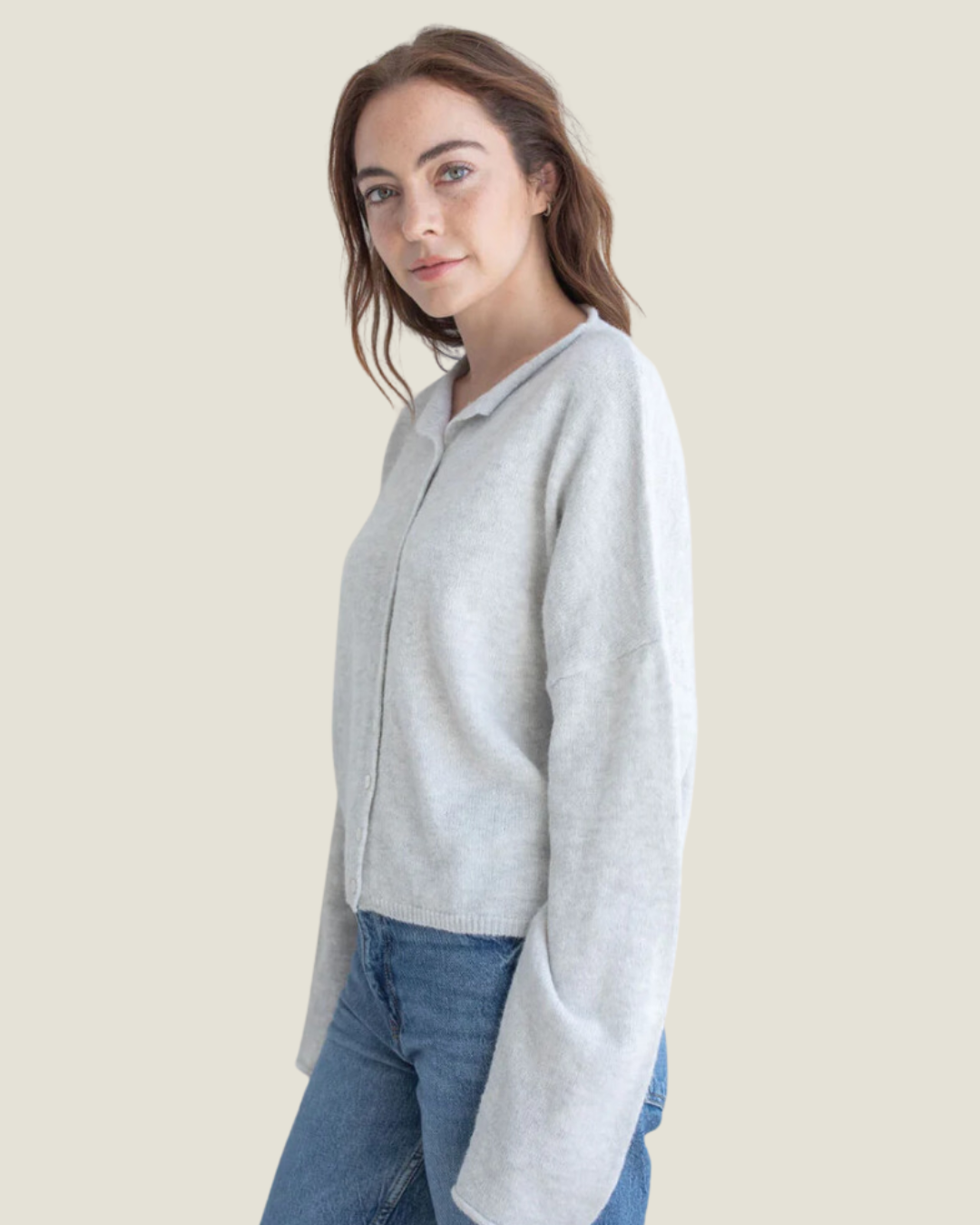 The Joyce: Light Grey Cardigan