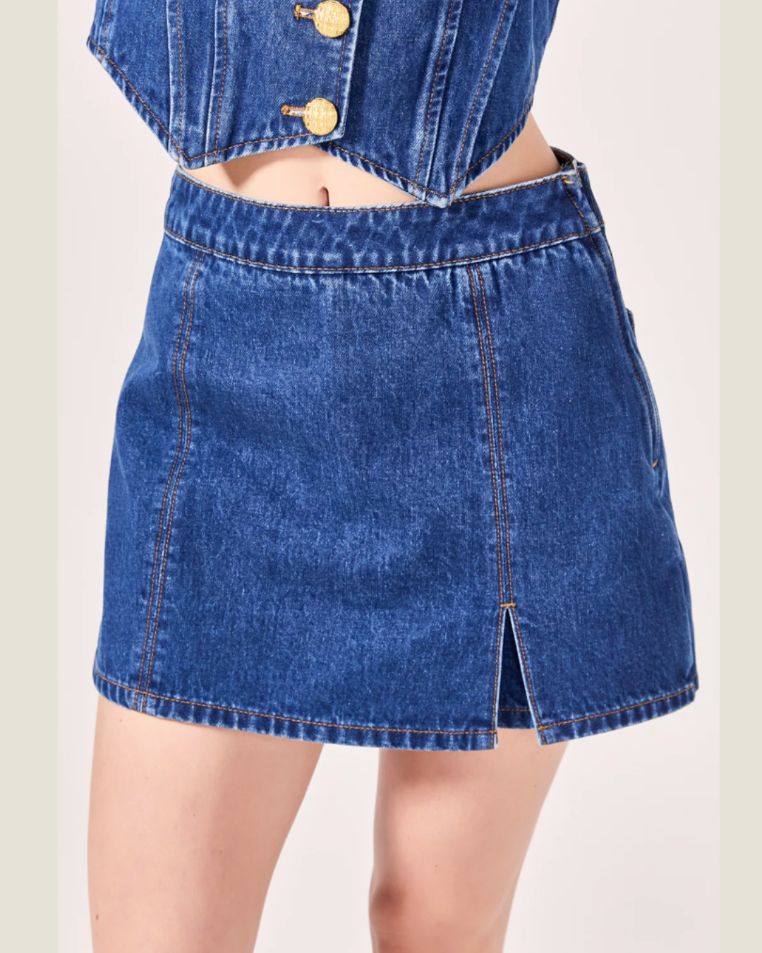 The Monica: Denim Mini Skort