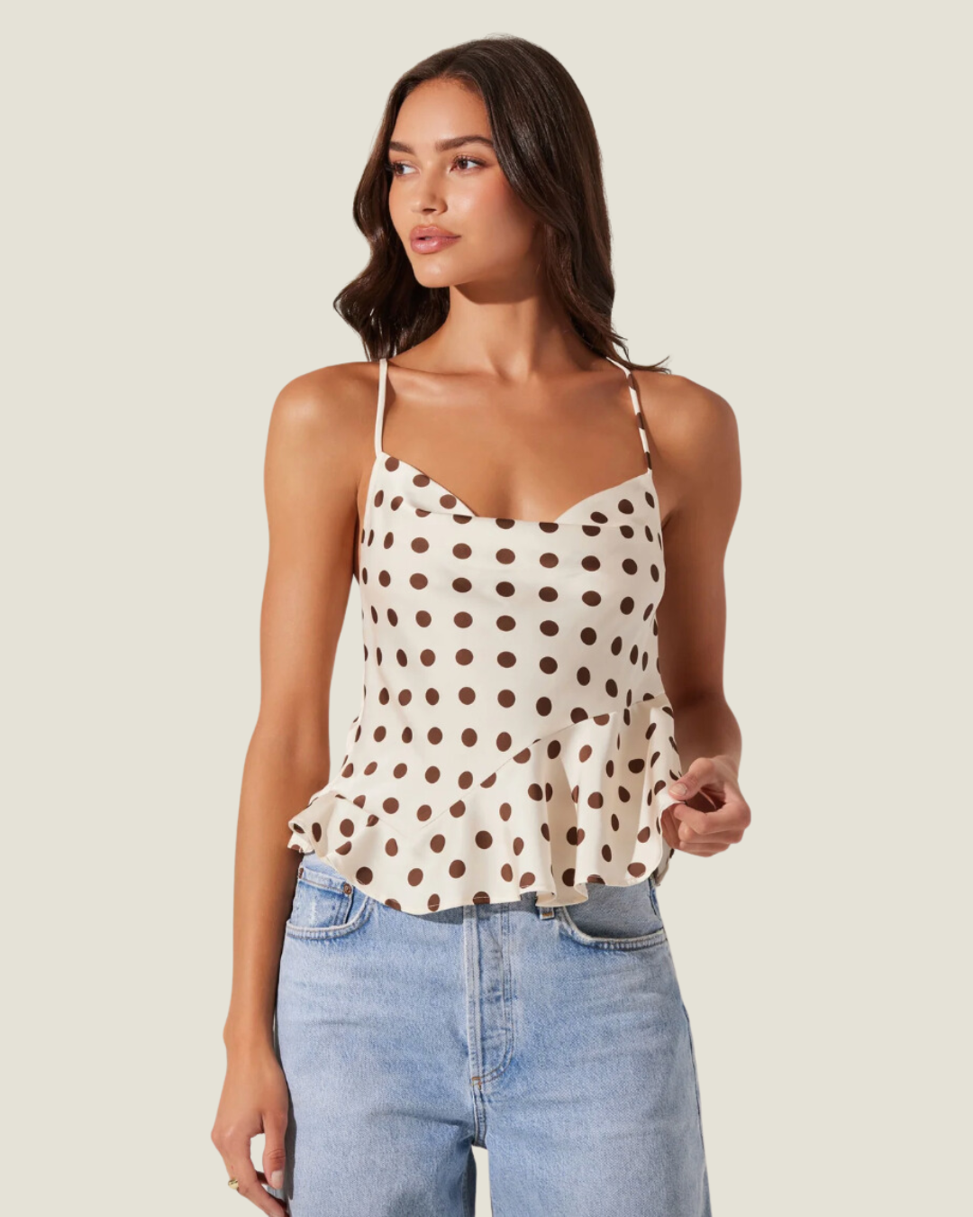 The Everli: Brown Polka Dot Top