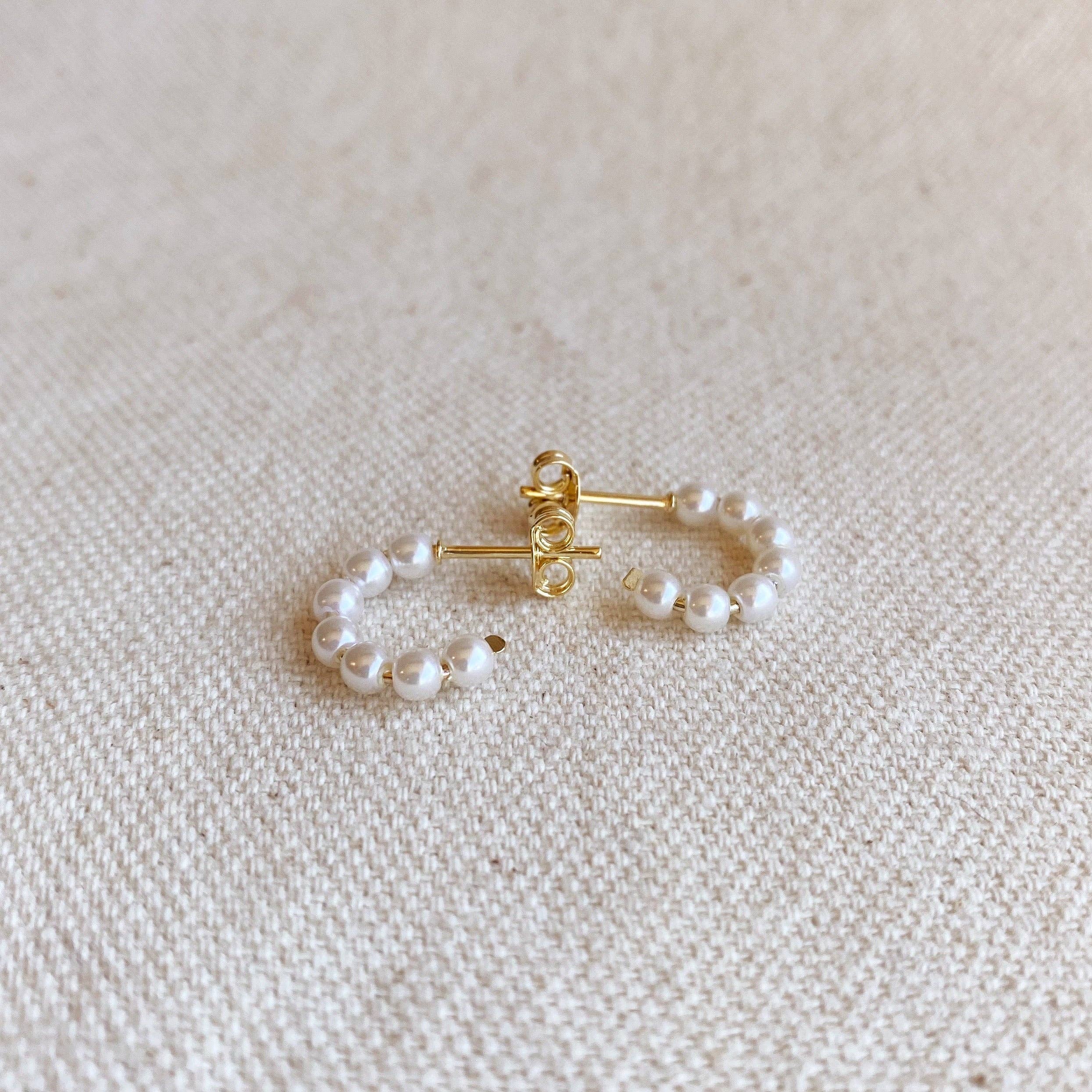 The Charlotte: 18k Gold Small Pearl Hoops