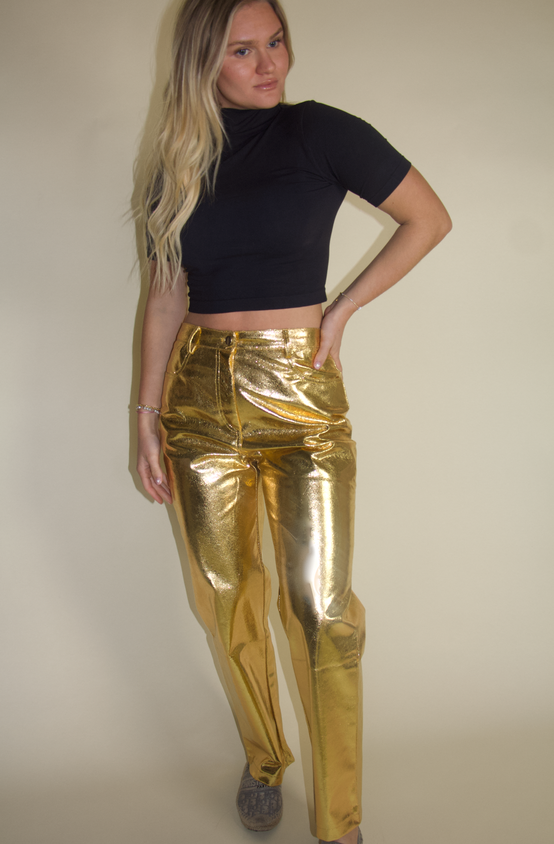 Star Child: Gold Metallic Pants
